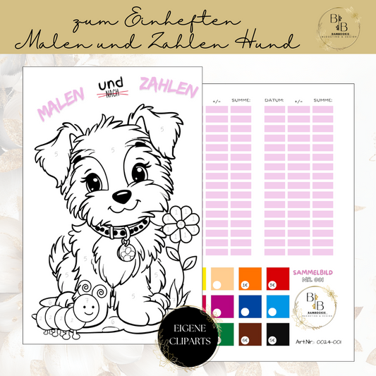 Malen und Zahlen "001-Hund" inkl. Stifte