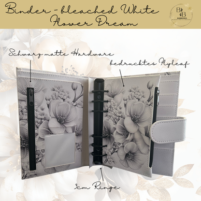 A6 Binder - bleached White Flower Dream