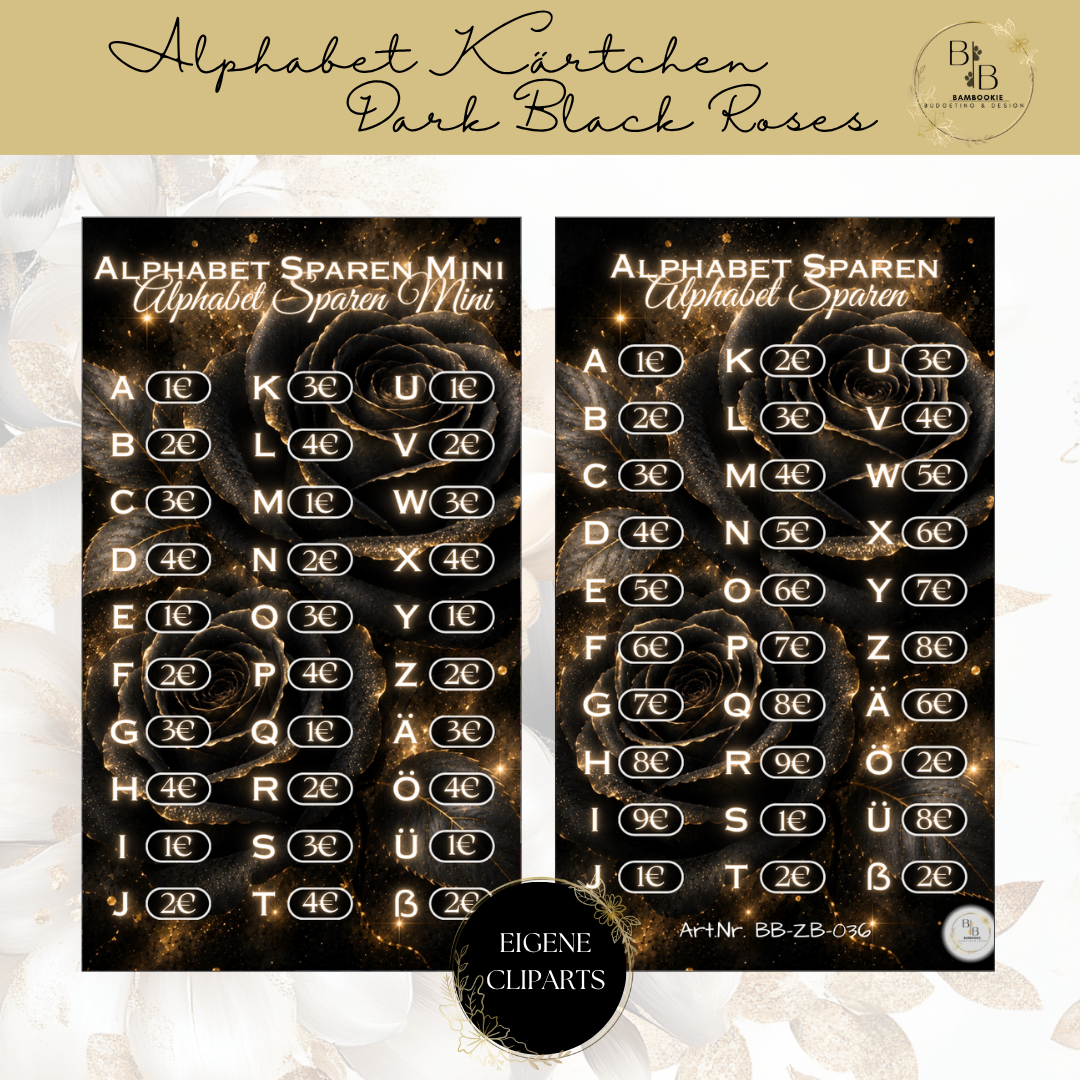 Alphabet Kärtchen Dark Black Roses