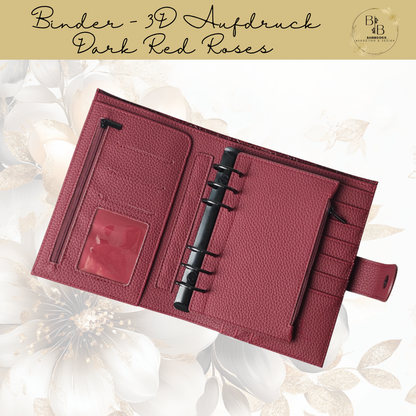 A6 Binder - Dark Red Roses