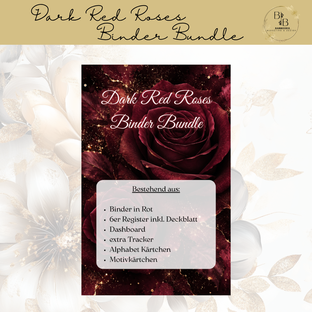 Dark Red Roses Binder Bundle